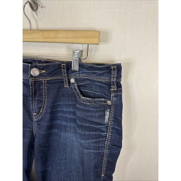 Silver Jeans Suki Mid Straight Women 31X32  Dark Wash Super Stretch Denim - Picture 3 of 9